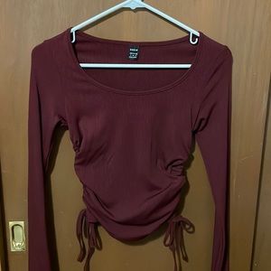 Burgundy Shein Crop Shirt